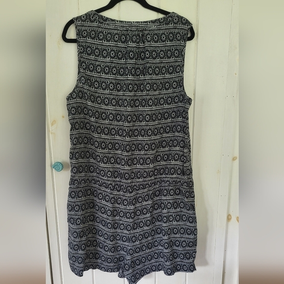 Loft Abstract Print Linen Blend Popover Sleeveless Romper - Picture 5 of 8